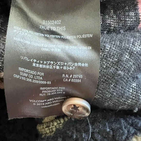 Volcom Womens Fleece Button Up Shirt Sherpa Jacket Black Floral Print Size S - Picture 10 of 11